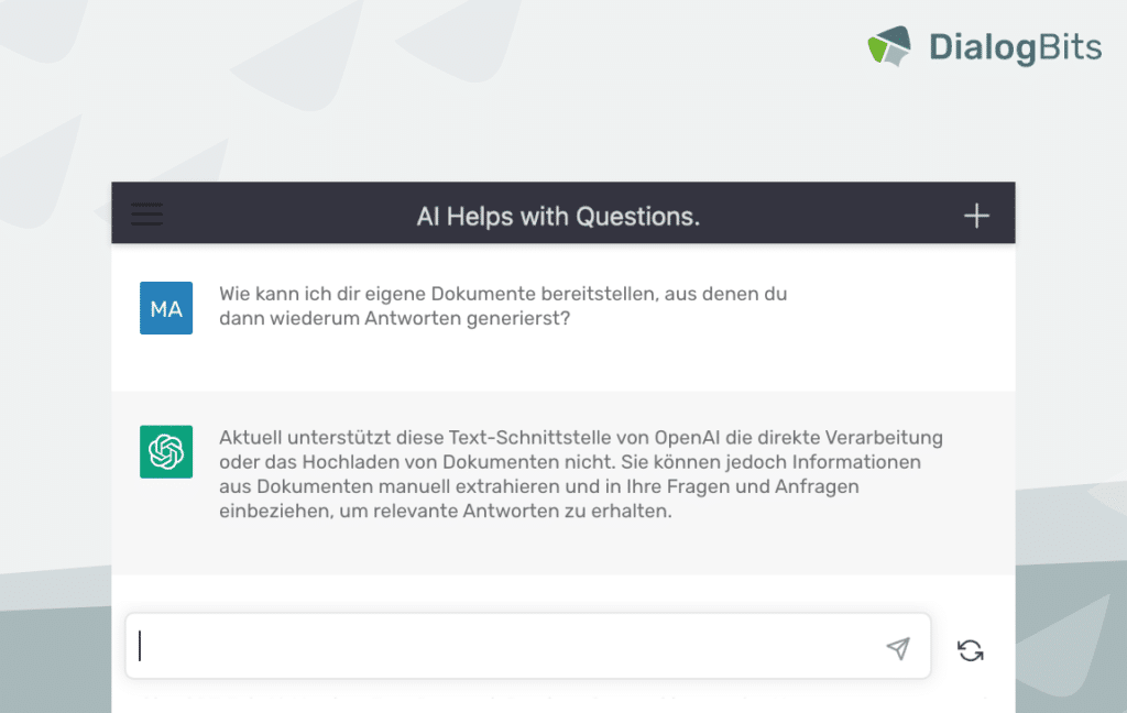 Dialog mit ChatGPT: ChatGPT bietet aktuell keine Textschnittstellen an