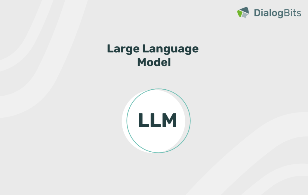 Grafik mit dem Begriff ‘Large Language Model (LLM)’ in der Mitte, symbolisierend große Sprachmodelle zur Verarbeitung und Generierung von Text